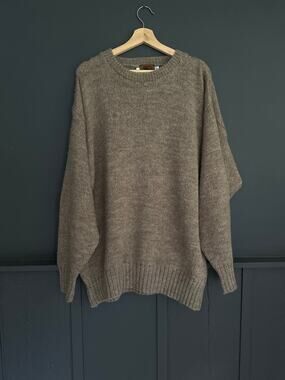 Vintage Boston Traders Wool Blend Neutral Brown Taupe Chunky Knit Sweater Large